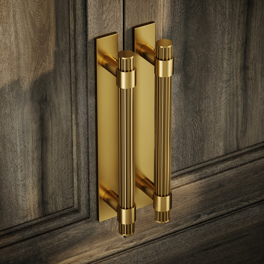Royal Oak Plate Brushed Gold Deep Flute Pull Bar Handle 250mm
