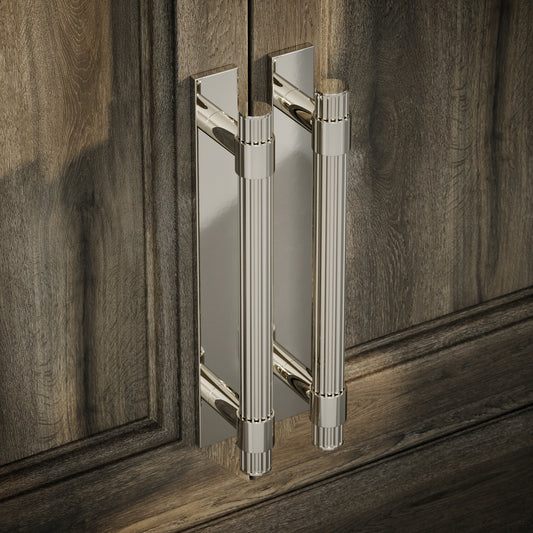 Royal Oak Plate Polished Nickel Deep Flute Pull Bar Handle 250mm