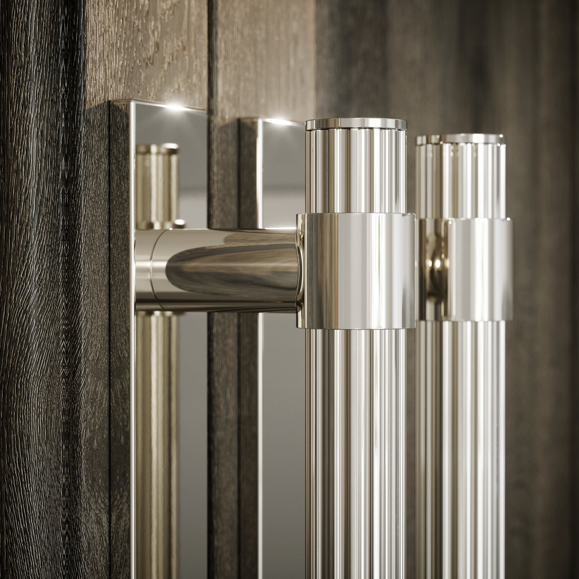 Royal Oak Plate Polished Nickel Deep Flute Pull Bar Handle 250mm