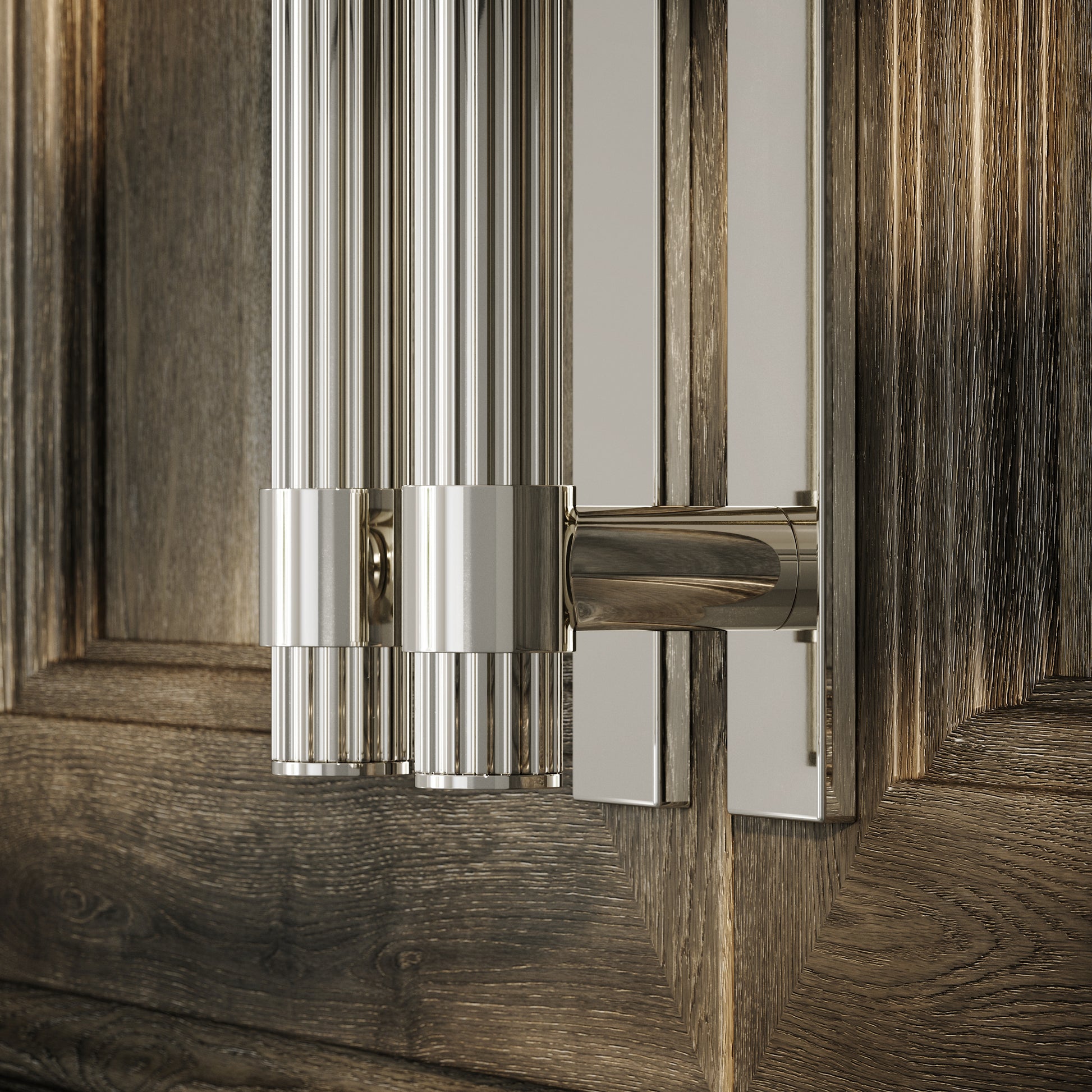 Royal Oak Plate Polished Nickel Deep Flute Pull Bar Handle 250mm