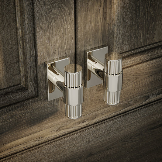 Royal Oak Plate Polished Nickel Deep Flute T-Bar Cabinet Door Handle