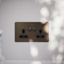 SlimTech Collection Brushed Bronze 2 Gang 13A Socket