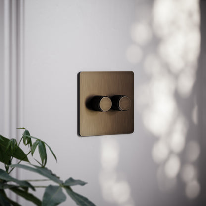 SlimTech Collection Brushed Bronze 2 Gang 2 Way Dimmer Switch