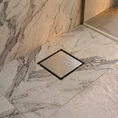 Square Brushed Stainless Tileable Wet Room Waste Kit