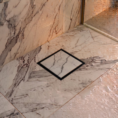 Square Matte Black Tileable Wet Room Waste Kit