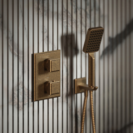 Baroque Aged Bronze Thermostatic Shower with Handheld