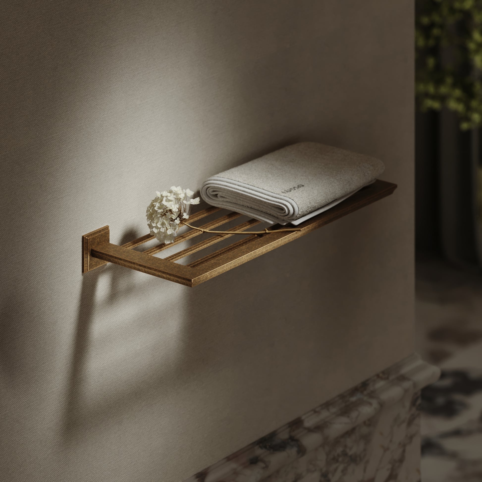 Baroque Aged Bronze Towel Shelf