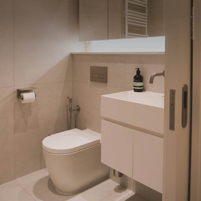 Ethos Matte White Vanity Unit with Stone Basin 600mm