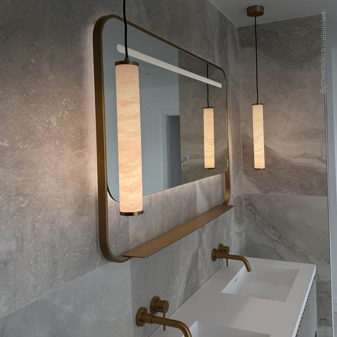Luminosa Alabaster LED Pendant Light Deep Bronze 600mm