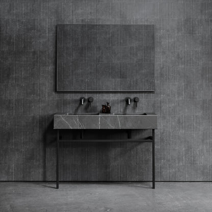 Vernante Pietra Grey Marble Matte Black Vanity Unit 1200mm