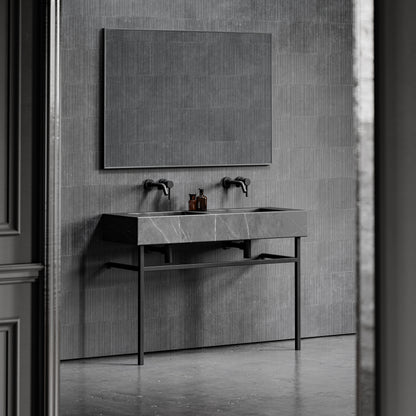Vernante Pietra Grey Marble Matte Black Vanity Unit 1200mm
