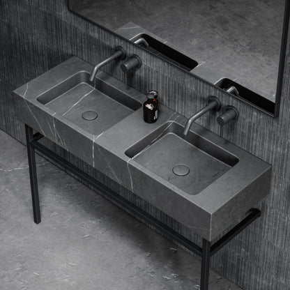 Vernante Pietra Grey Marble Matte Black Vanity Unit 1200mm