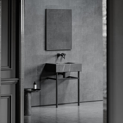 Vernante Pietra Grey Marble Matte Black Vanity Unit 600mm