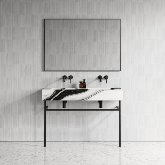 Vernante Panda Marble Matte Black Vanity Unit 1200mm