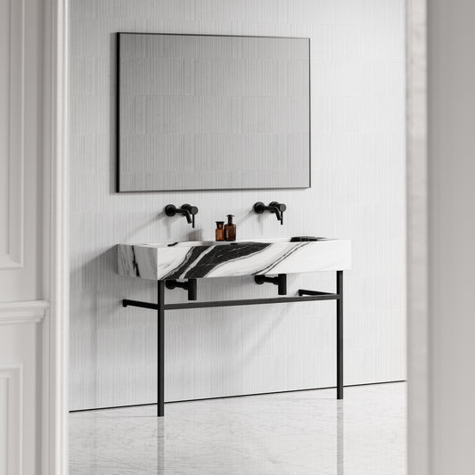 Vernante Panda Marble Matte Black Vanity Unit 1200mm