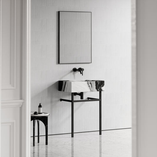 Vernante Panda Marble Matte Black Vanity Unit 600mm