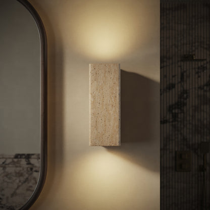 Vento Travertine Round Wall Sconce Light 290mm