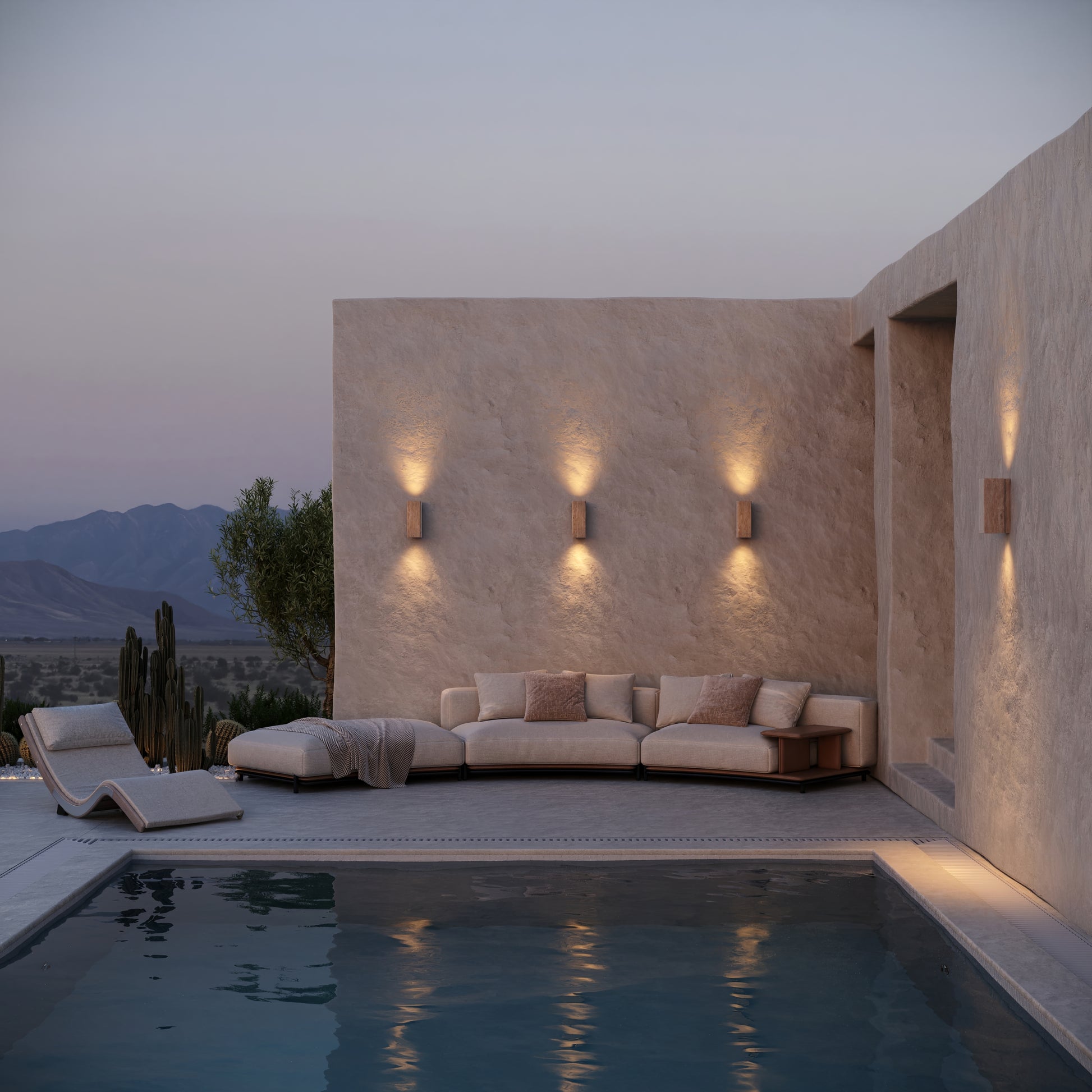 Vento Travertine Round Wall Sconce Light 290mm