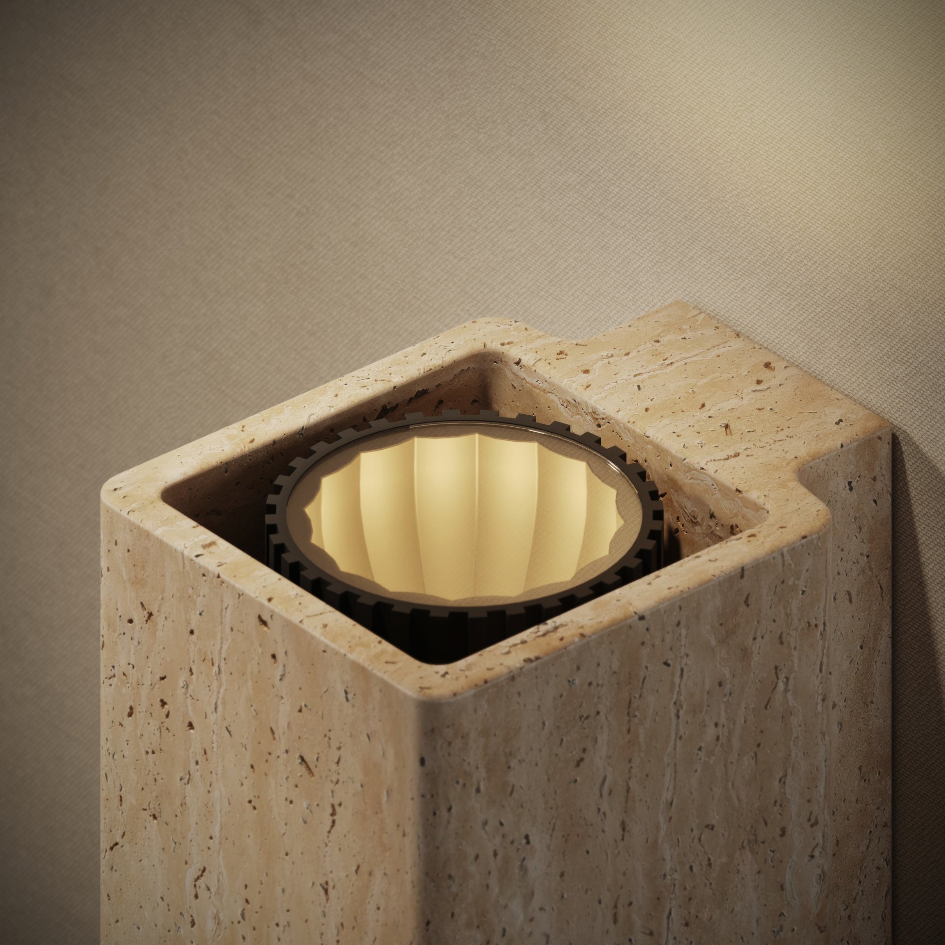 Vento Travertine Round Wall Sconce Light 290mm