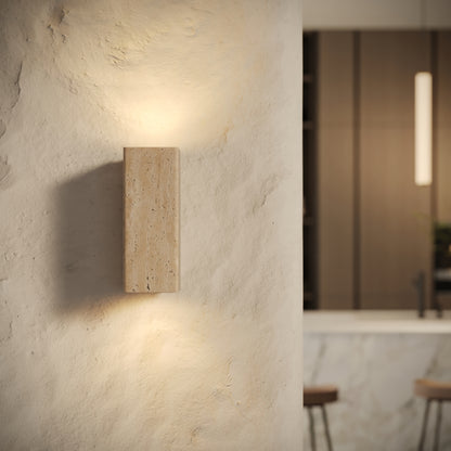 Vento Travertine Round Wall Sconce Light 290mm