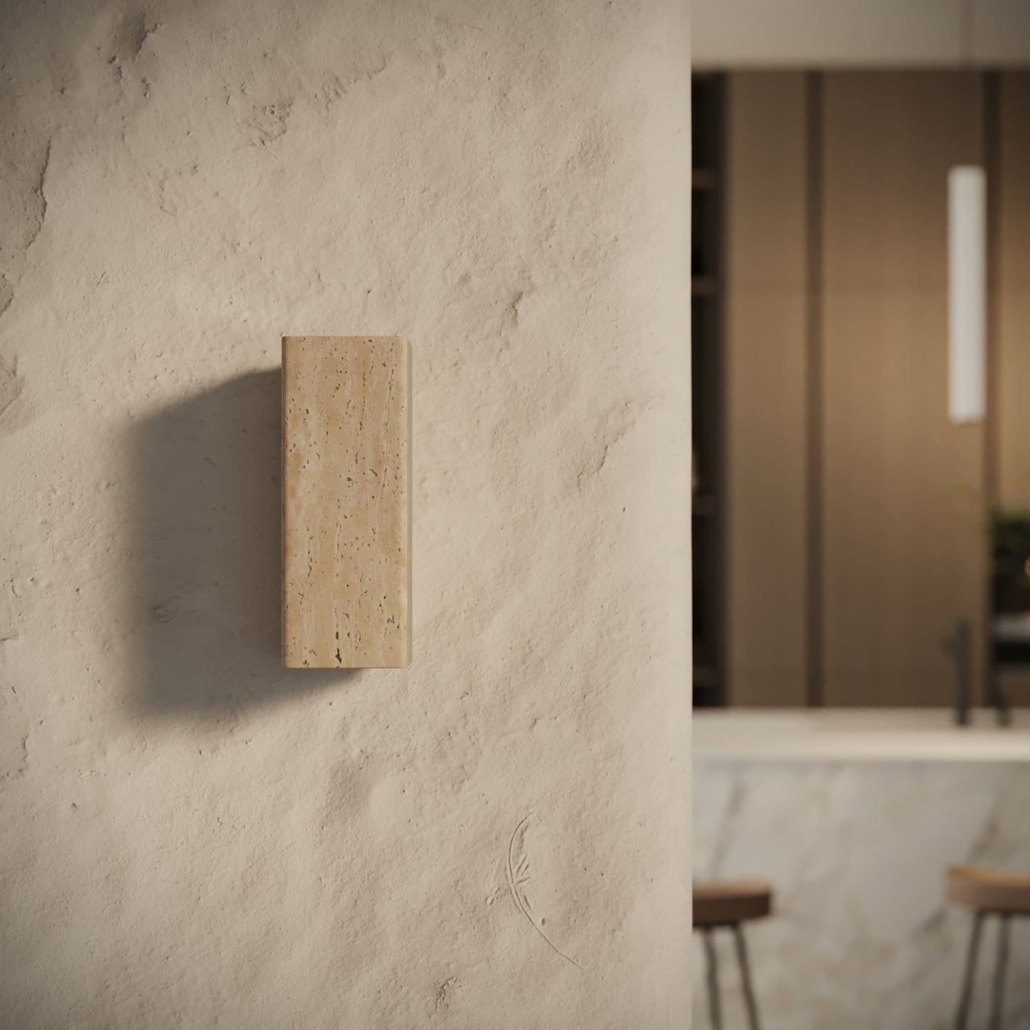 Vento Travertine Round Wall Sconce Light 290mm