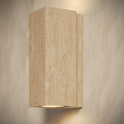 Vento Travertine Round Wall Sconce Light 290mm