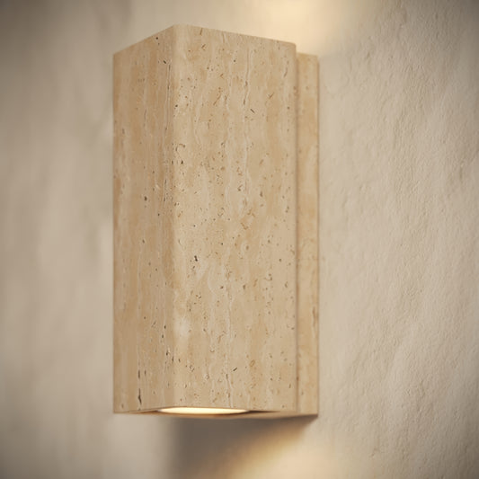 Vento Travertine Round Wall Sconce Light 290mm