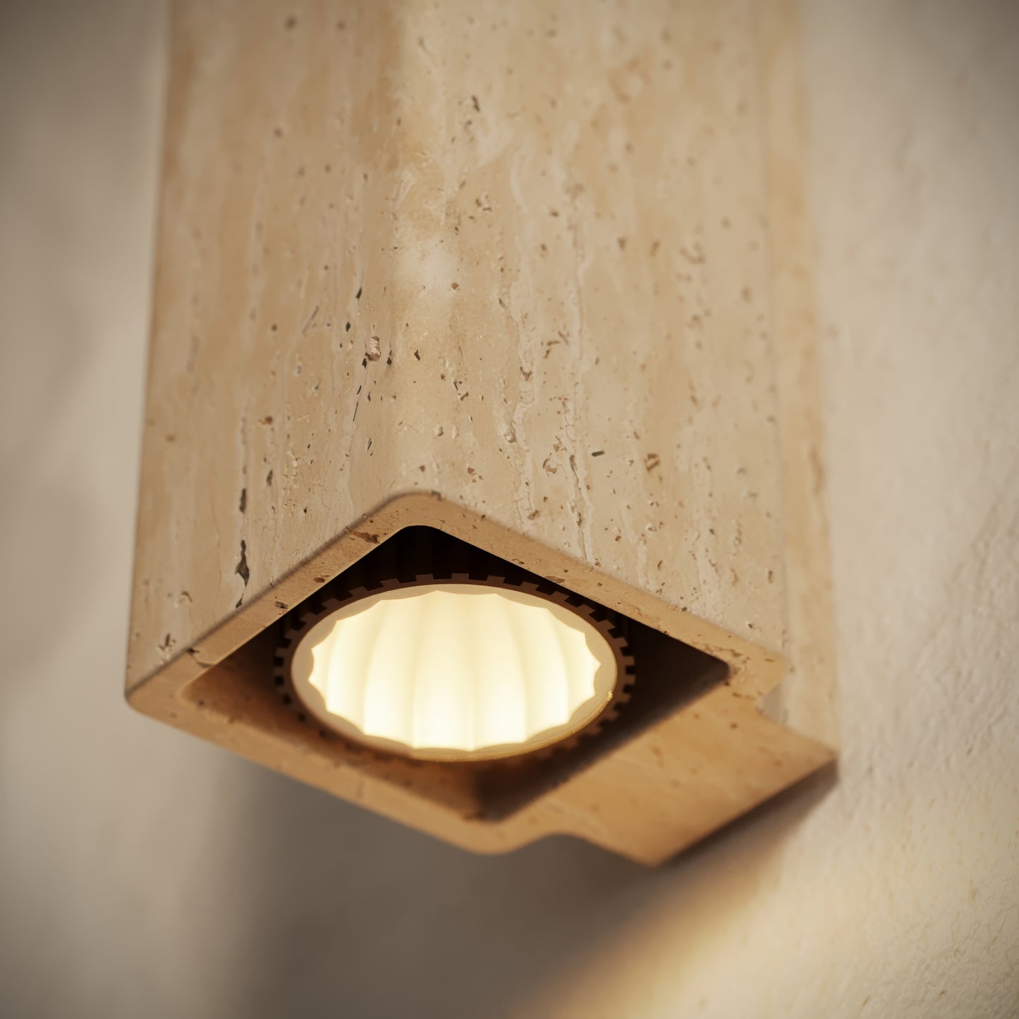 Vento Travertine Round Wall Sconce Light 290mm