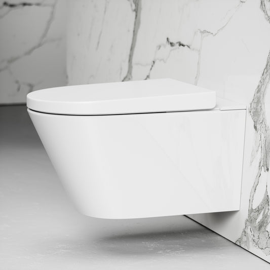 Intellismart Wall Hung Rimless Bidet Toilet with Concealed Cistern Frame and Brushed Stainless Flush Plate