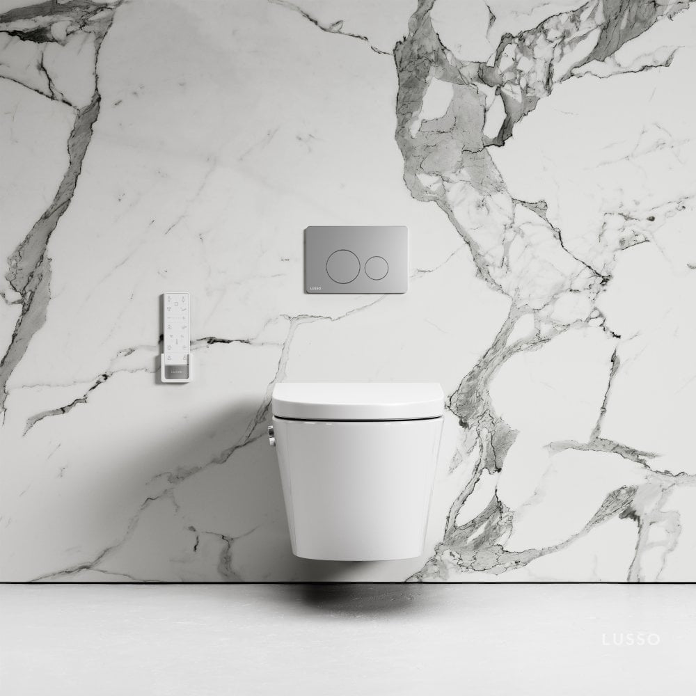 Intellismart Wall Hung Rimless Bidet Toilet with Concealed Cistern Frame and Round Flush Plate