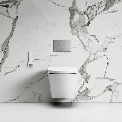 Intellismart Wall Hung Rimless Bidet Toilet with Concealed Cistern Frame and Round Flush Plate