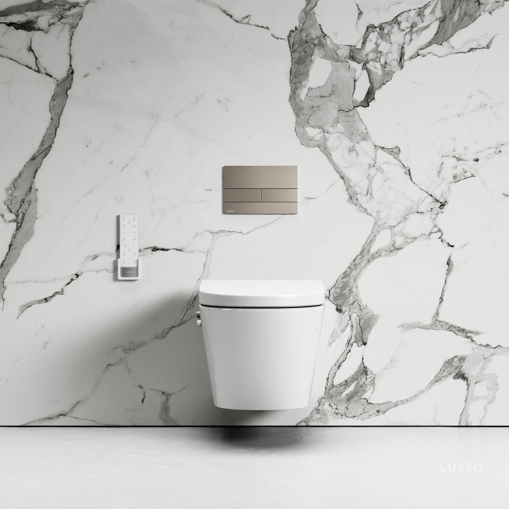 Intellismart Wall Hung Rimless Bidet Toilet With Concealed Cistern Frame And Square Flush Plate