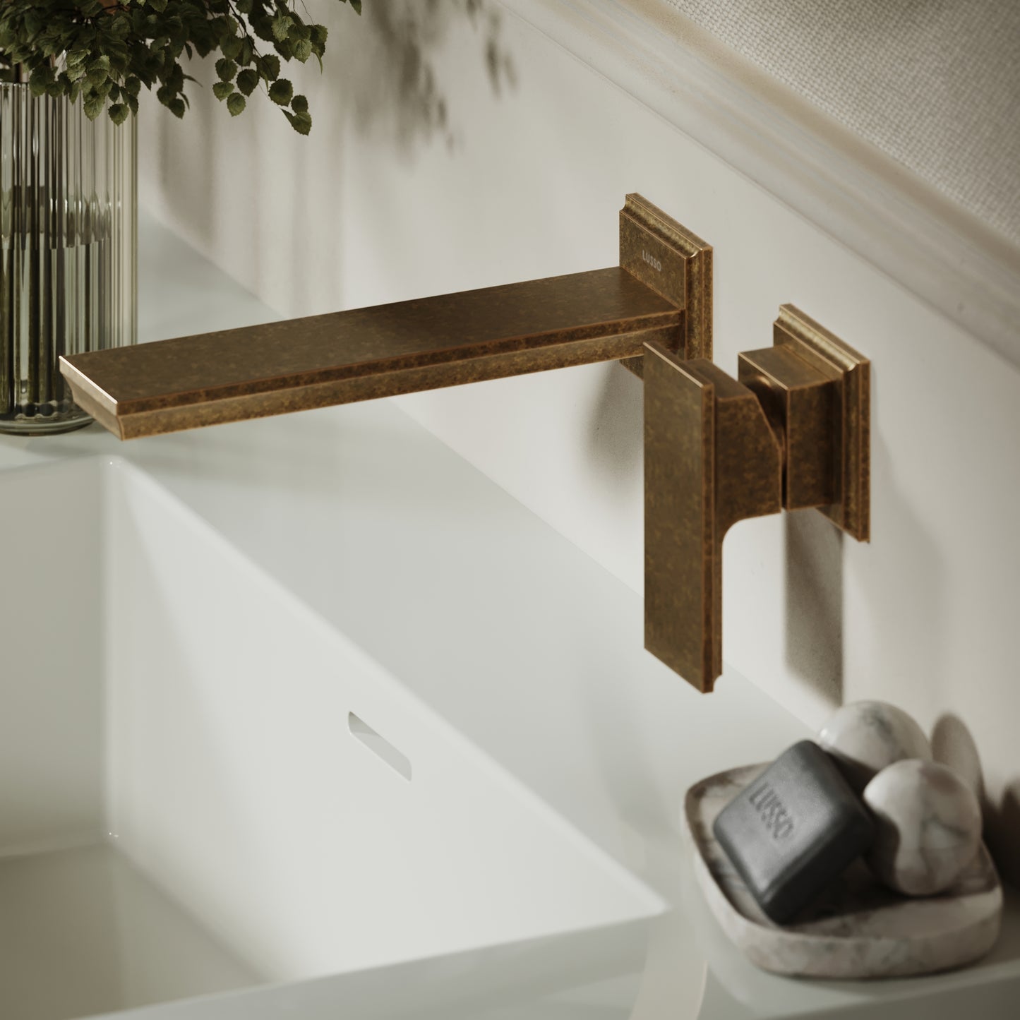 Baroque Aged Bronze Wall Mounted Basin Mixer Tap