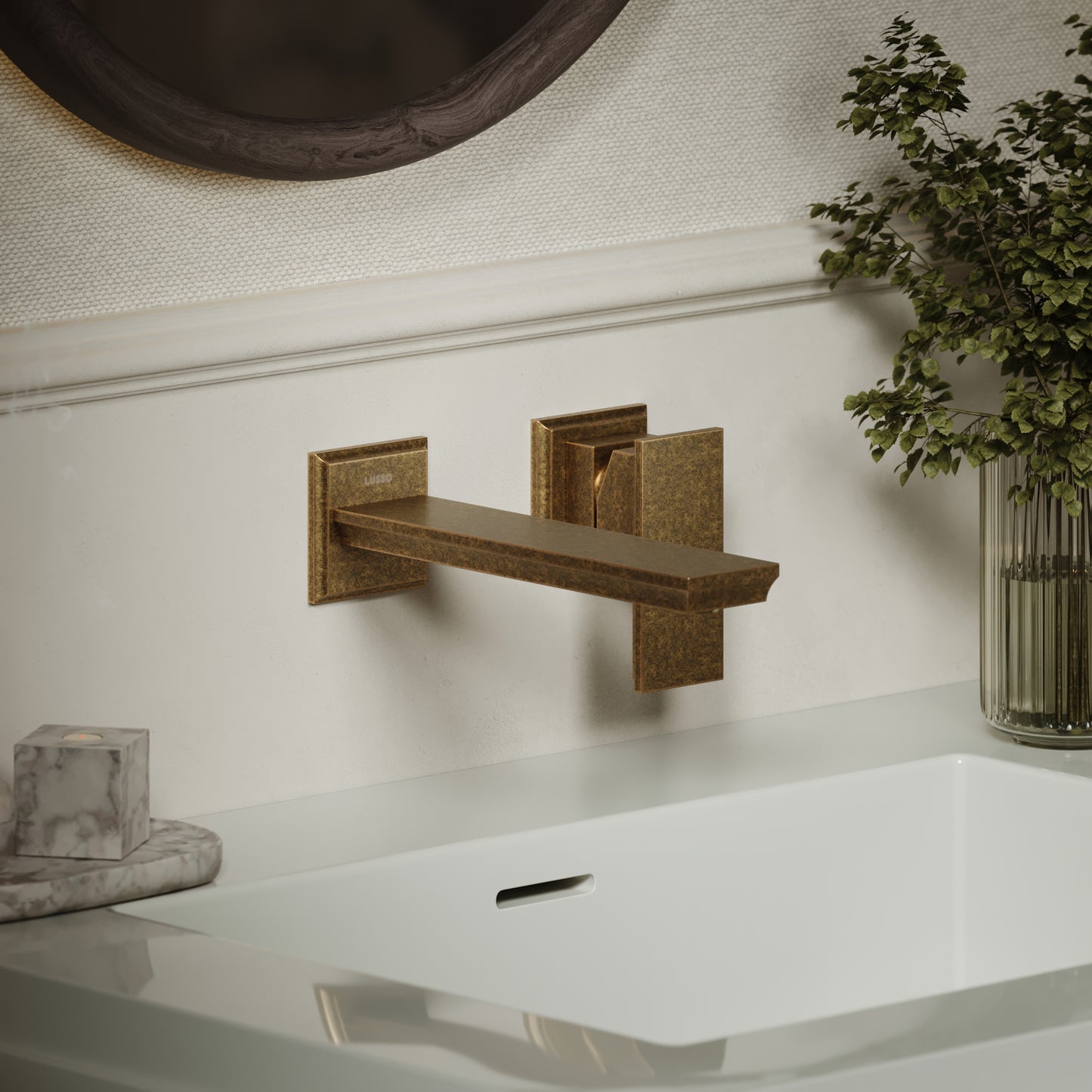 Baroque Aged Bronze Wall Mounted Basin Mixer Tap