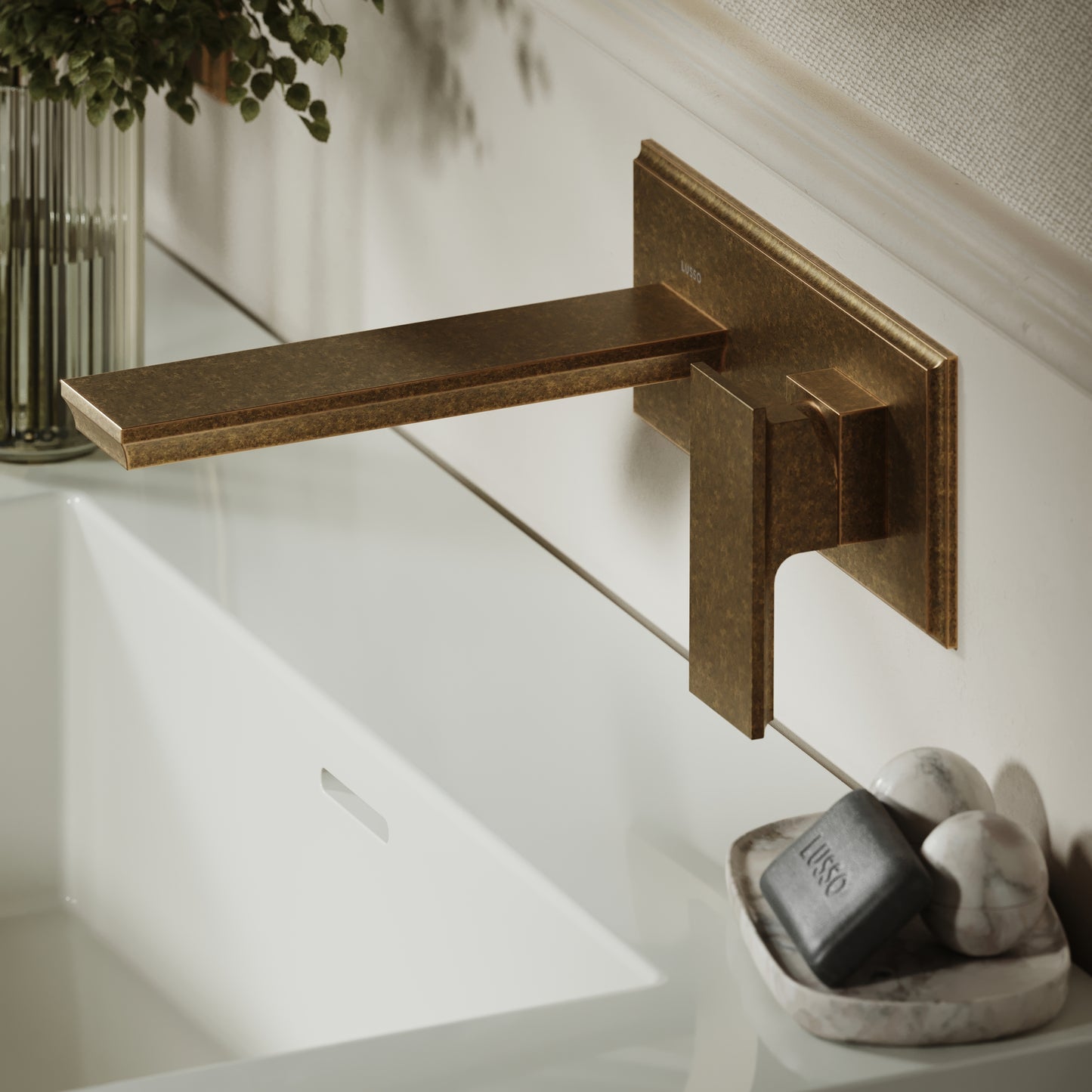 Baroque Aged Bronze Wall Mounted Basin Mixer Tap