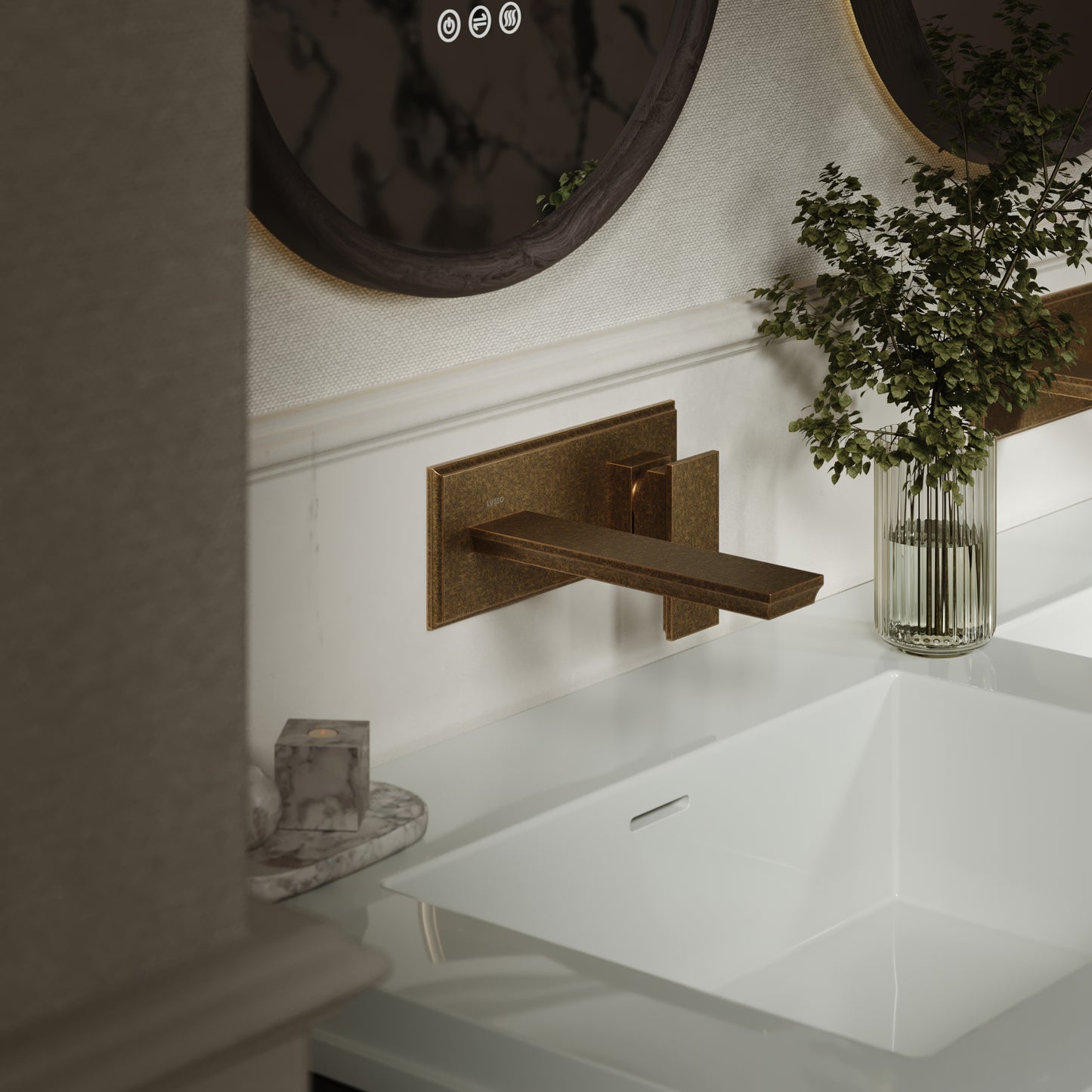 Baroque Aged Bronze Wall Mounted Basin Mixer Tap V2