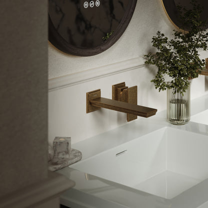 Baroque Aged Bronze Wall Mounted Basin Mixer Tap V2