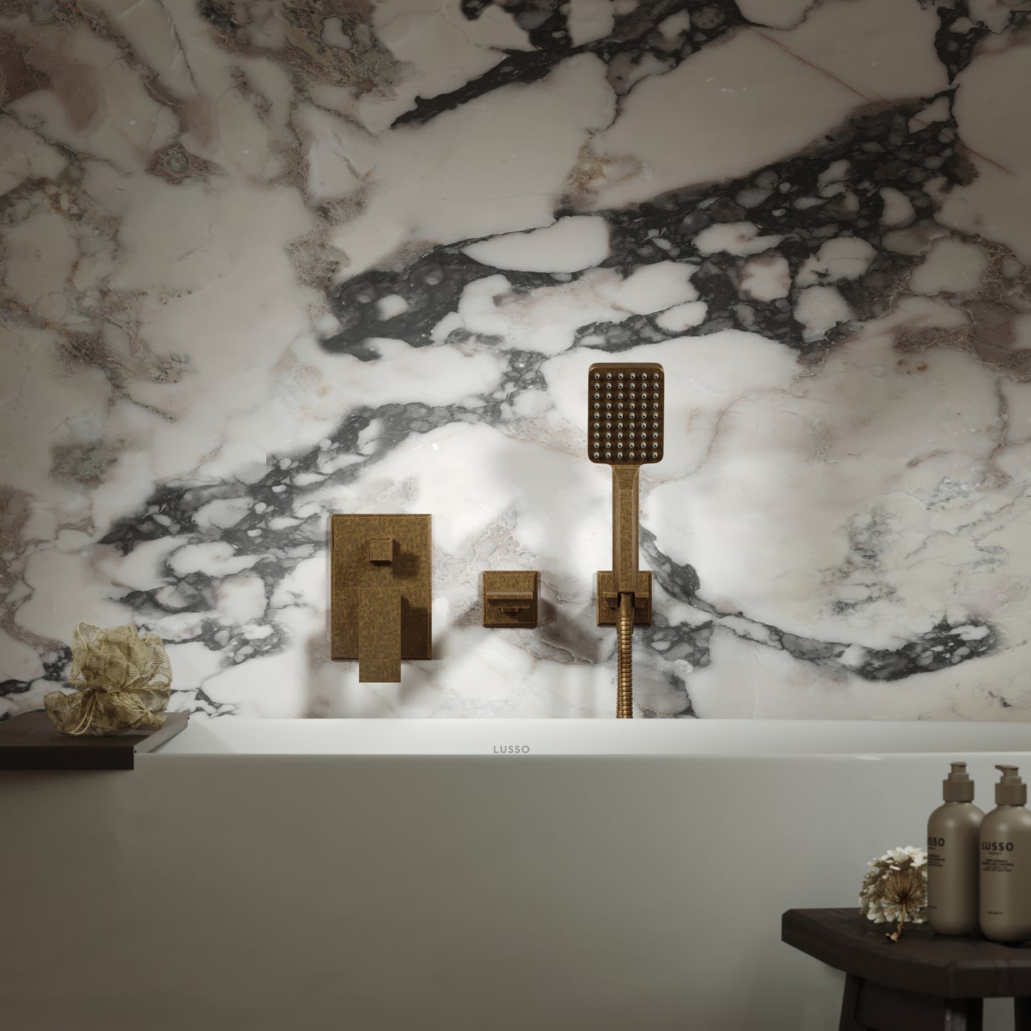 Baroque Aged Bronze Wall Mounted Bath Shower Mixer Tap