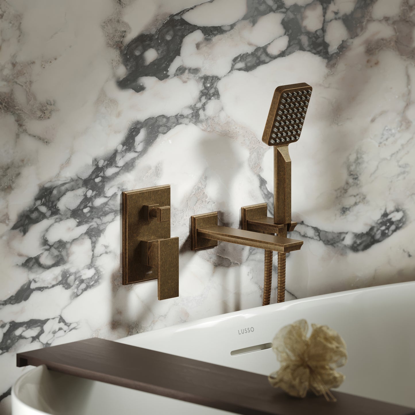 Baroque Aged Bronze Wall Mounted Bath Shower Mixer Tap