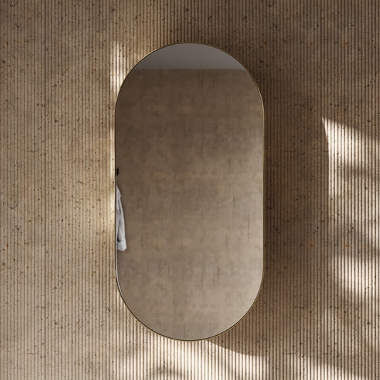 Zenith Brushed Gold Oval LED Mirror Cabinet 450mm