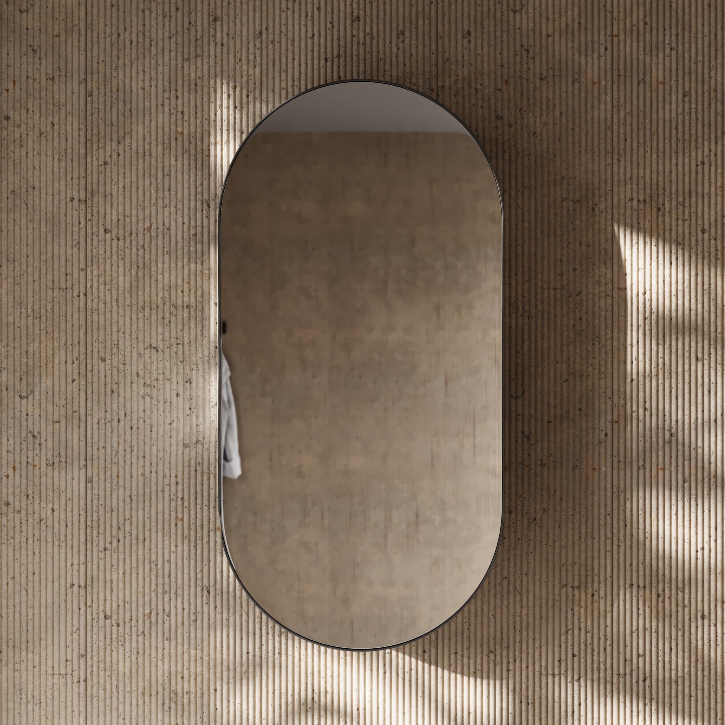 Zenith Matte Black Oval LED Mirror Cabinet 450mm