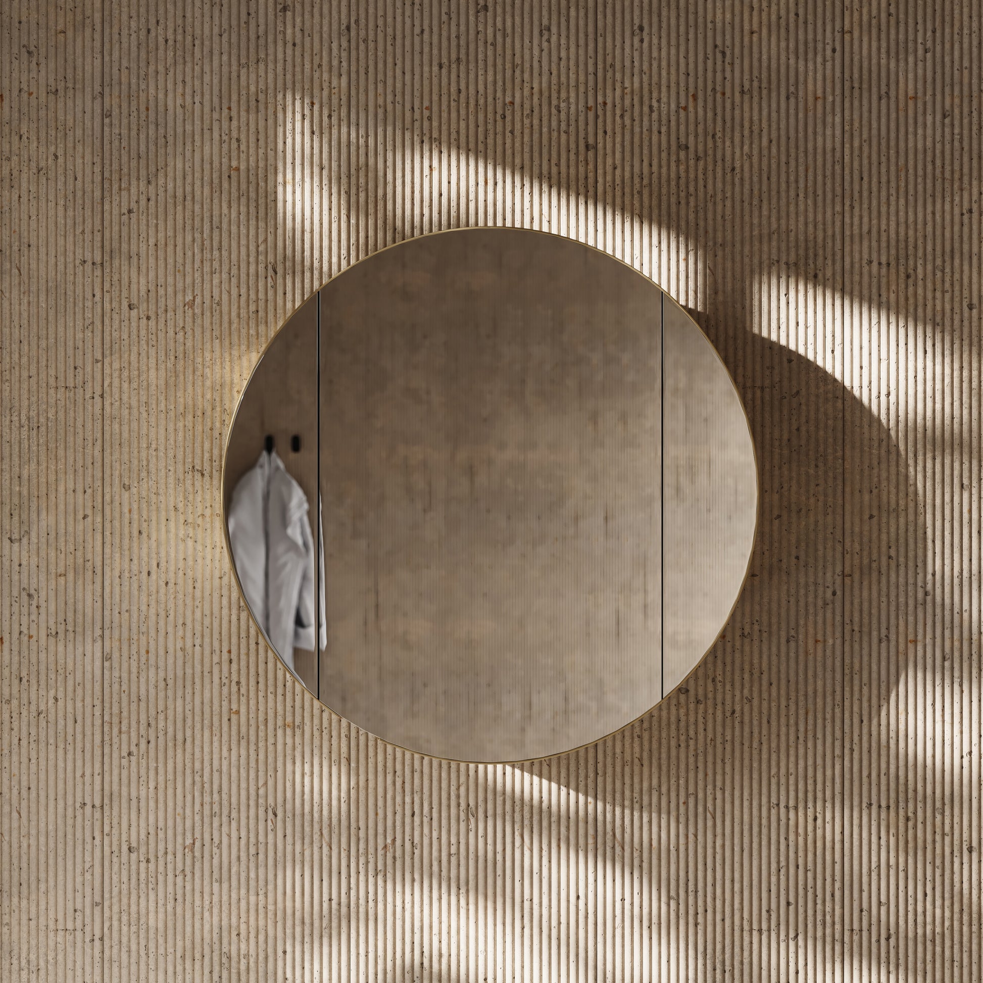 Zenith Brushed Gold Round LED Mirror Cabinet 600mm
