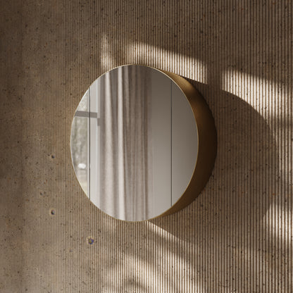Zenith Brushed Gold Round LED Mirror Cabinet 600mm