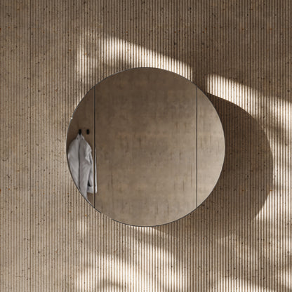 Zenith Matte Black Round LED Mirror Cabinet 600mm