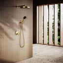 AcquaVita Brushed Gold Push Button Rainfall Shower