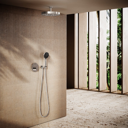 AcquaVita Chrome Ceiling Shower Arm 100mm