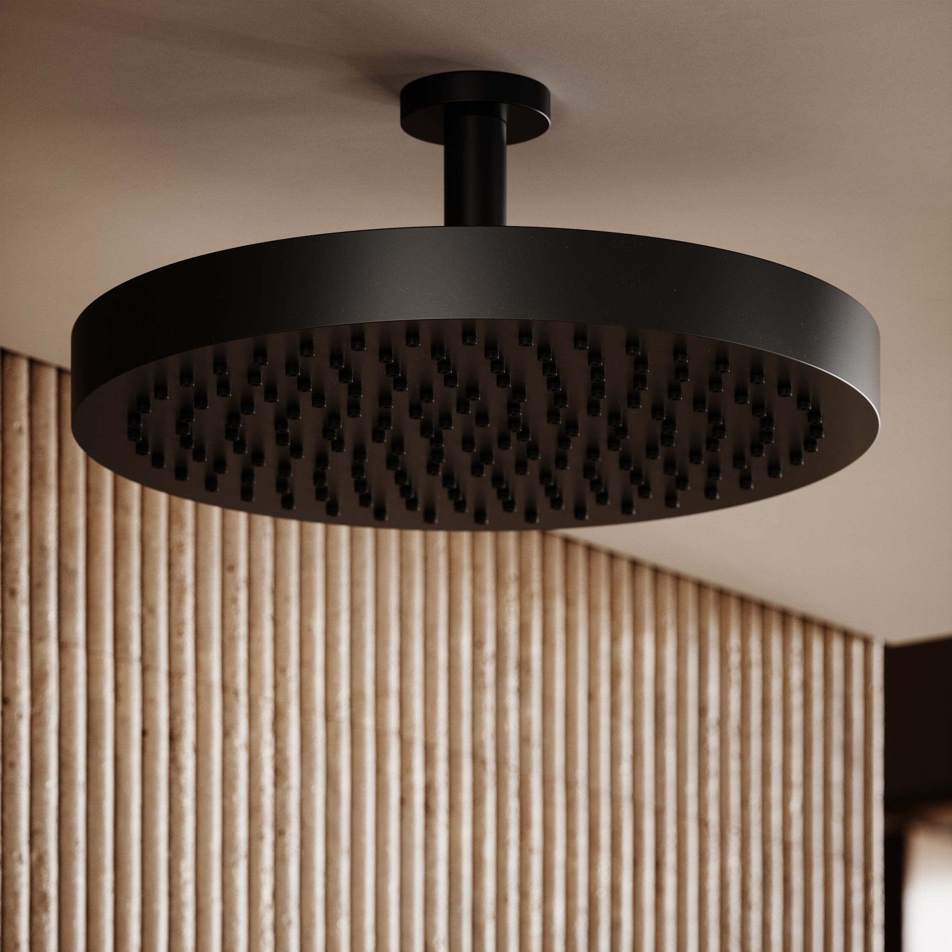 AcquaVita Matte Black Ceiling Shower Arm 100mm