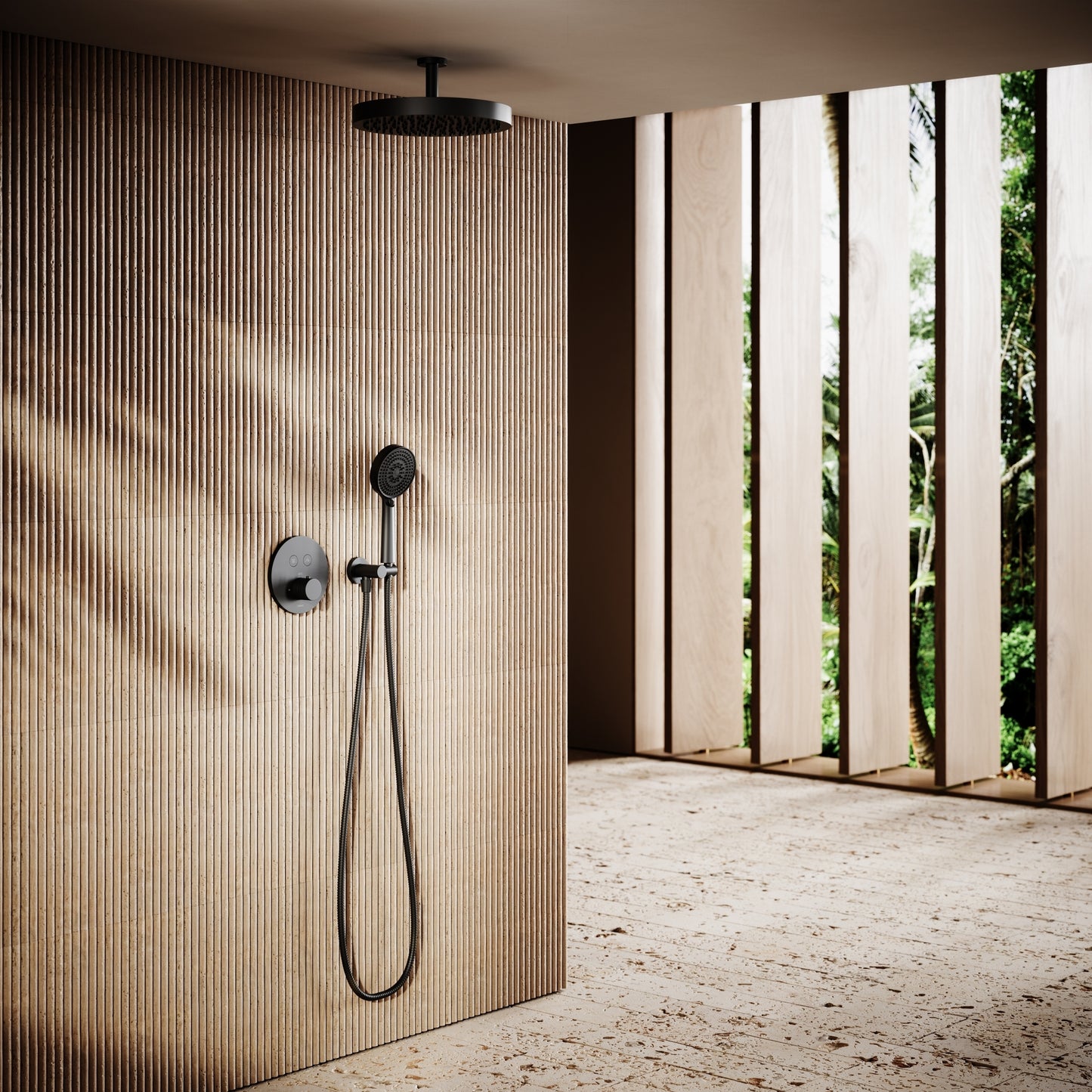 AcquaVita Matte Black Ceiling Shower Arm 100mm