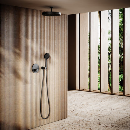 AcquaVita Matte Black Ceiling Shower Arm 100mm