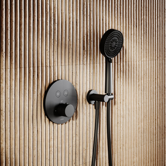 AcquaVita Matte Black Push Button Rainfall Shower